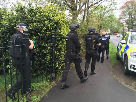 Armed police officers in Meersbrook Park after a man was shot (Pic: Andy Kershaw)