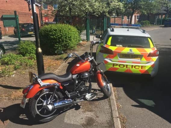 This stolen motorbike was found dumped in Sheffield