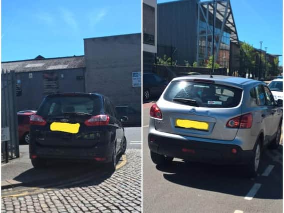 These two cars were both parked on double yellow lines AND on junctions in Burngreave. Picture: Sheffield North East NHP.