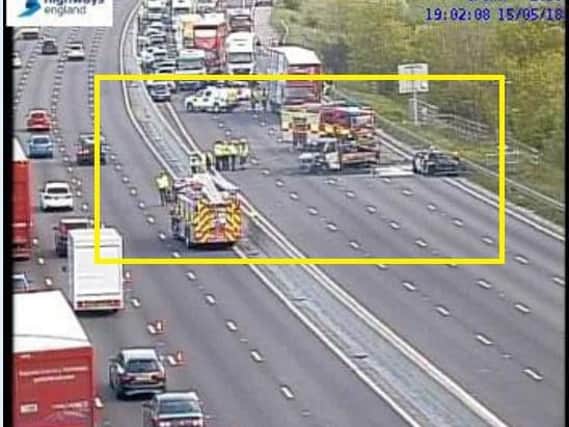 The scene on the M1 motorway. Picture: Highways England.