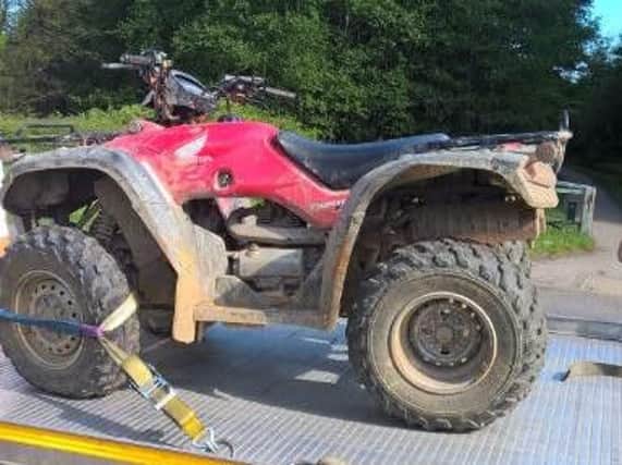 A quad bike was seized by police officers on the Trans Pennine Trail last weekend