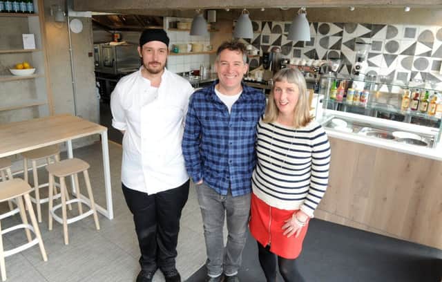 Rachel Cornish and Tim Jenkins with head chef Michael Pledger of South Street Kitchen, at Urban Splash.