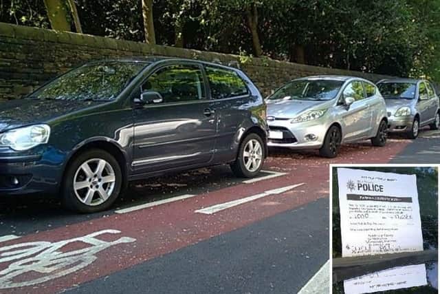 Warning notices have been issued to motorists parking in cycle lanes in Sheffield