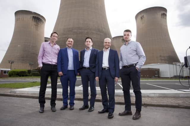 The team behind the new project: L-R: Jason Shipstone,  Head of R&D, Drax Group; Caspar Schoolderman,  Director of Engineering, C-Capture Ltd; Andy Koss,  CEO Drax Power; Prof Christopher Rayner,  Technical Director, C-Capture Ltd; Carl Clayton,  Research and Innovation Engineer, Drax Group.