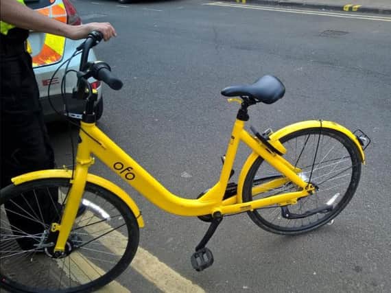 Police officers seized a number of yellow Ofo bikes which were being used in an anti-social manner in Hillsborough