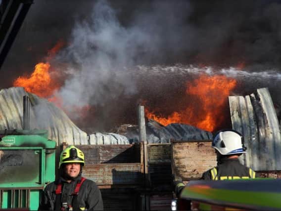 Firefighters in action in Dinnington yesterday