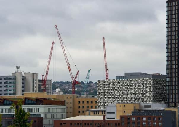Cranes on the skyline in Sheffield city centre