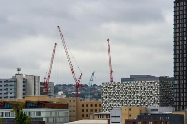 Cranes on the skyline in Sheffield city centre