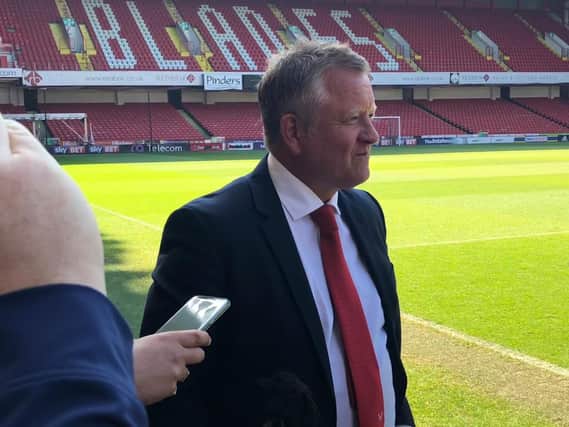 Chris Wilder speaks to the media after signing his new deal