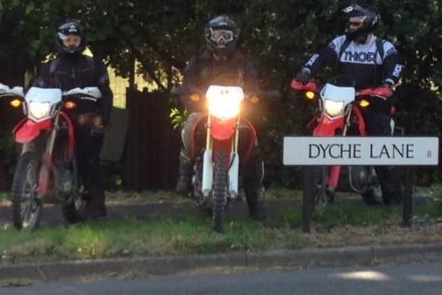 The police off-road bike team on Dyche Lane, Jordanthorpe, Sheffield