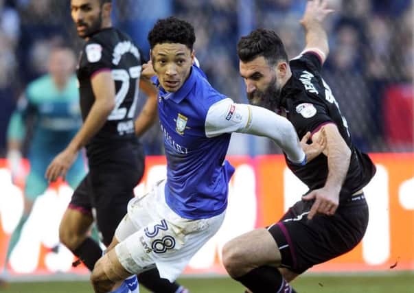 Sean Clare scored his first goal for Sheffield Wednesday in the 4-2 defeat to Aston Villa. Pic: Steve Ellis