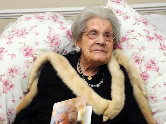 Bessie on her 113th birthday. (Photo courtesy of Rotherham Advertiser).