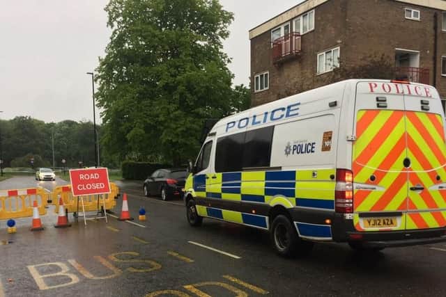 There is a huge police presence in Lowedges this morning after the murder of a 15-year-old boy (Pic: BBC Radio Sheffield)