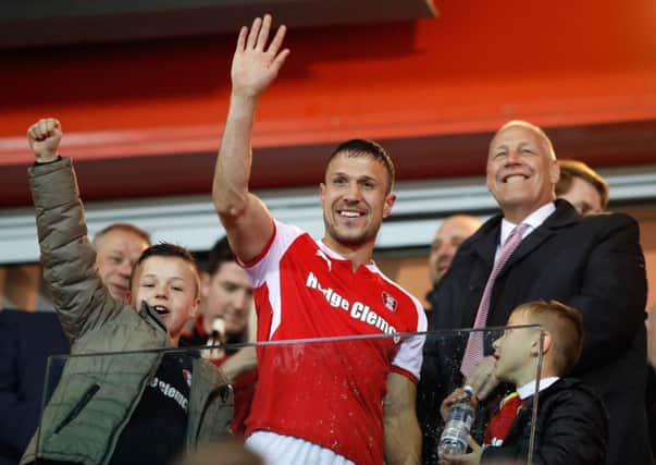 Rotherham United's Richard Wood celebrates after the final whistle during the Sky Bet League One Playoff match at the AESSEAL New York Stadium, Rotherham.  Martin Rickett/PA Wire.