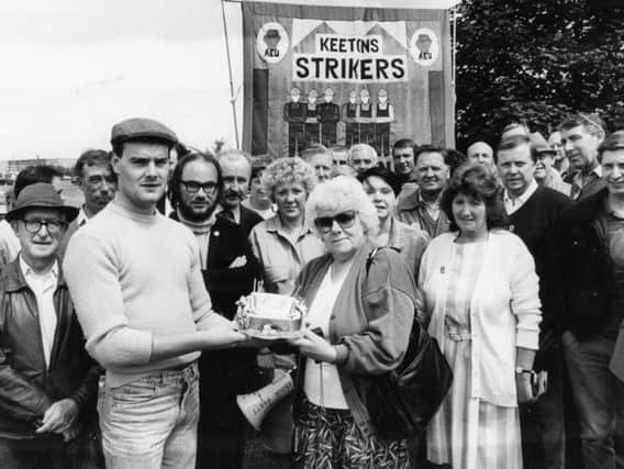 Keetons strikers and supporters on July 2, 1987
