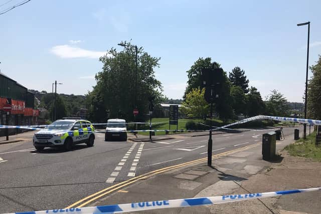 The scene in Asline Road, near Bramall Lane, this afternoon, after a 38-year-old man was stabbed there at 2.20am this morning