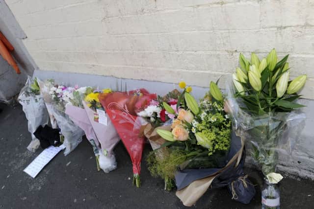 Flowers and Tributes to Brendan Ingle gather outside the St Thomas Gym,Newman Road,Wincobank, after his death last week.....Pic Steve Ellis