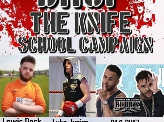 A poster promoting the Drop the Knife campaign