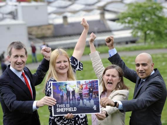 Dan Jarvis, Star Editor Nancy Fielder, Julie Dore and Mazher Iqbal as Sheffield launched it's Channel 4 bid earlier this month.