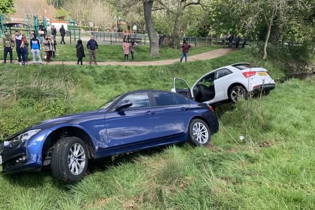 Watch the dramatic moment a car crashes into a river following a high ...